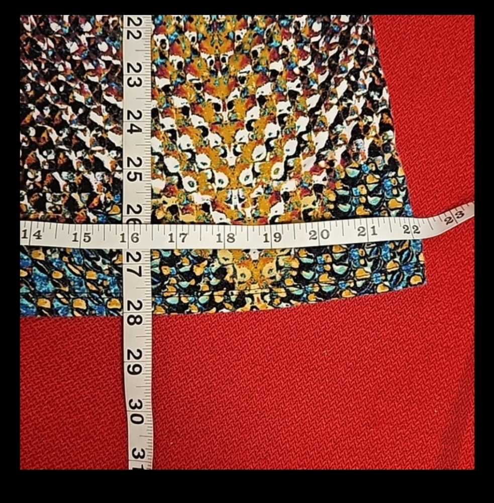 Multicolored abstract watercolor static graphic print tunic drap neckline Lg. - Picture 5 of 7
